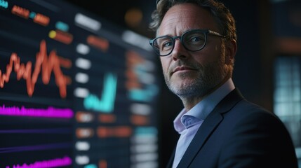 Confident Investor Analyzing Market Data.