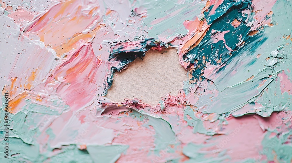 Poster a fragment of a multicolored texture painting serves as an abstract art background, created with oil