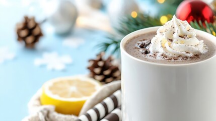 Festive Hot Chocolate on Blue