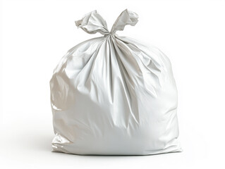 Large white garbage bag filled with waste in a clean environment