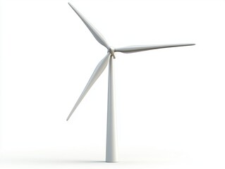 Modern wind turbine standing tall against a white background