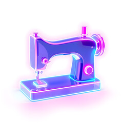 Tailor sewing machine holographic 3D icon. neon symbol vector illustration isolated on white background. Generative AI