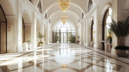 Luxurious Hotel Lobby: Grand Entrance and Elegant Design