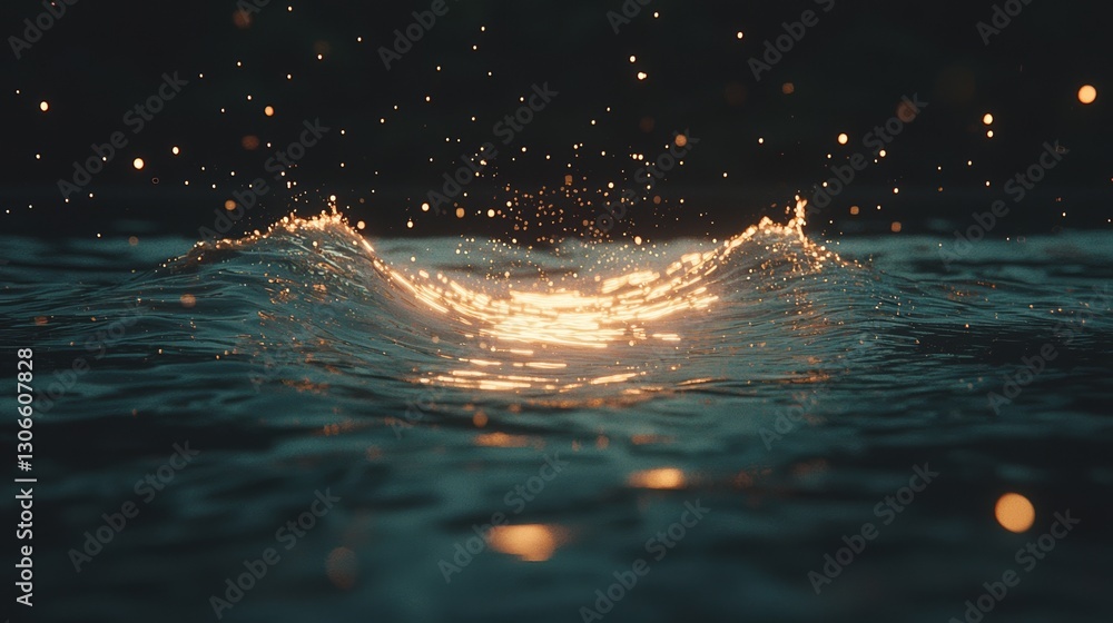 Poster a futuristic abstract mesh featuring a wave formed by interconnected luminous points and lines, crea