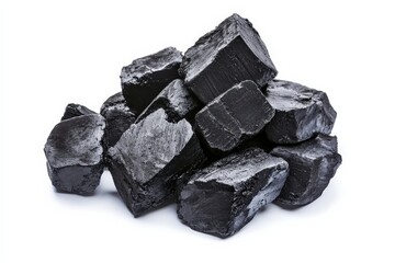 Obraz premium Coal Pile for White Background, Energy Source.