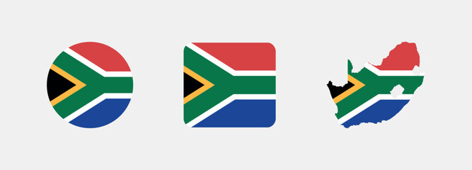Vector South Africa National Flag icon collection. Flag set of South Africa various styles.