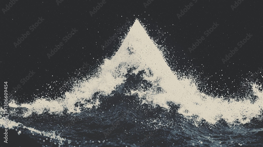 Poster a 3d rendering depicting a whirlwind of dust particles, made up of abstract primitives
