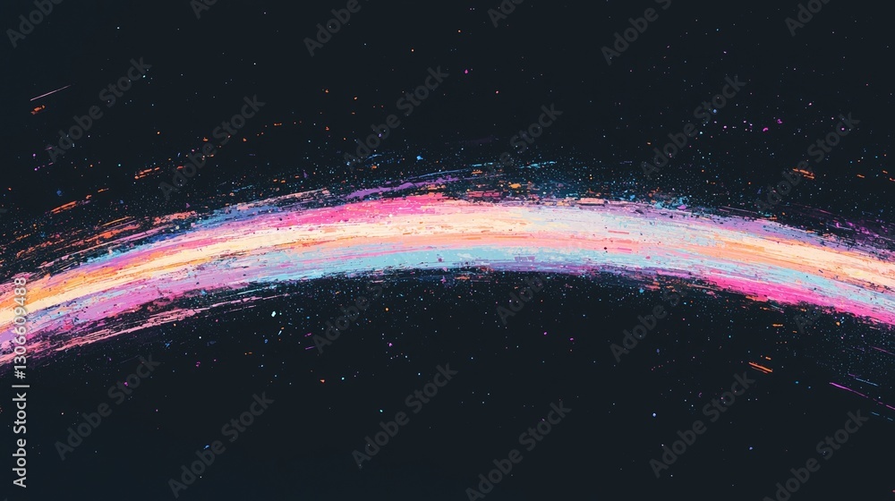 Aufkleber a 3d rendering featuring an abstract multicolor spectrum background with vibrant orange and blue neo