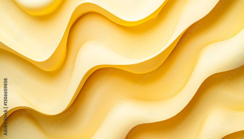 Poster seamless lemon yellow gradient wave pattern, delicate 3d minimalist background for text or branding