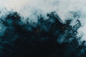 Obraz premium This painting is a luxury abstract fluid art piece made using the alcohol ink technique, featuring a blend of dark blue, gray, and gold paints that effectively imitate the appearance of a marble