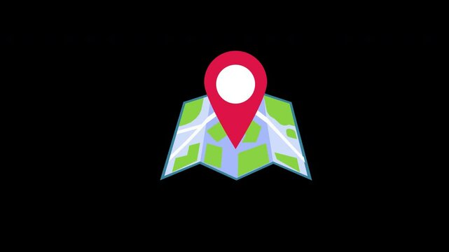 Map of the world with red pointers icon concept animation with alpha channel