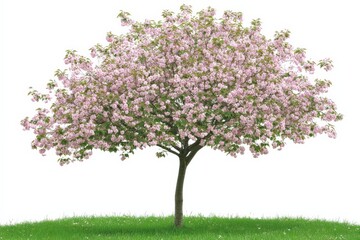 Obraz premium Pink Cherry Blossom Tree Spring Bloom Isolated.