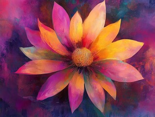 Vibrant watercolor painting of a colorful flower.  Abstract floral art with pastel hues. Perfect for home decor or design projects.
