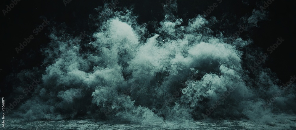 Poster an abstract representation of a dark room with a concrete floor, suitable as a black background for 