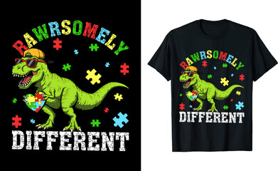 Rawrsoemely Different Dino Autism Tee
