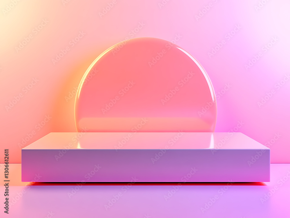 Poster creative display concept with semi-circular backdrop modern studio digital art bright environment pe