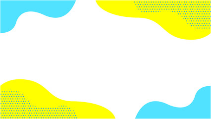 夏に使える かわいい抽象的な幾何学模様のフレーム素材 チラシ・Web・動画背景素材16:9サイズ 水色 青 イエロー	