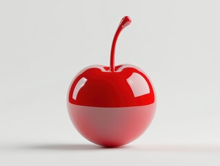 Shiny 3D Cherry in White Space - High Fidelity