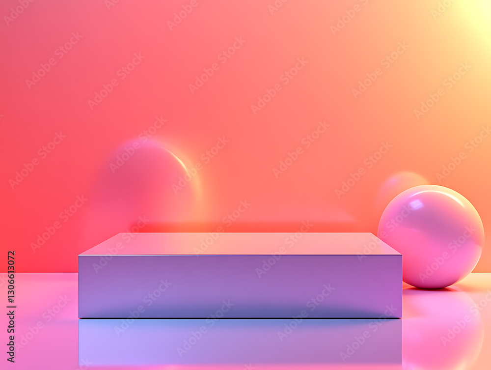 Poster creative event setup with colorful elements studio background minimalist design modern aesthetic