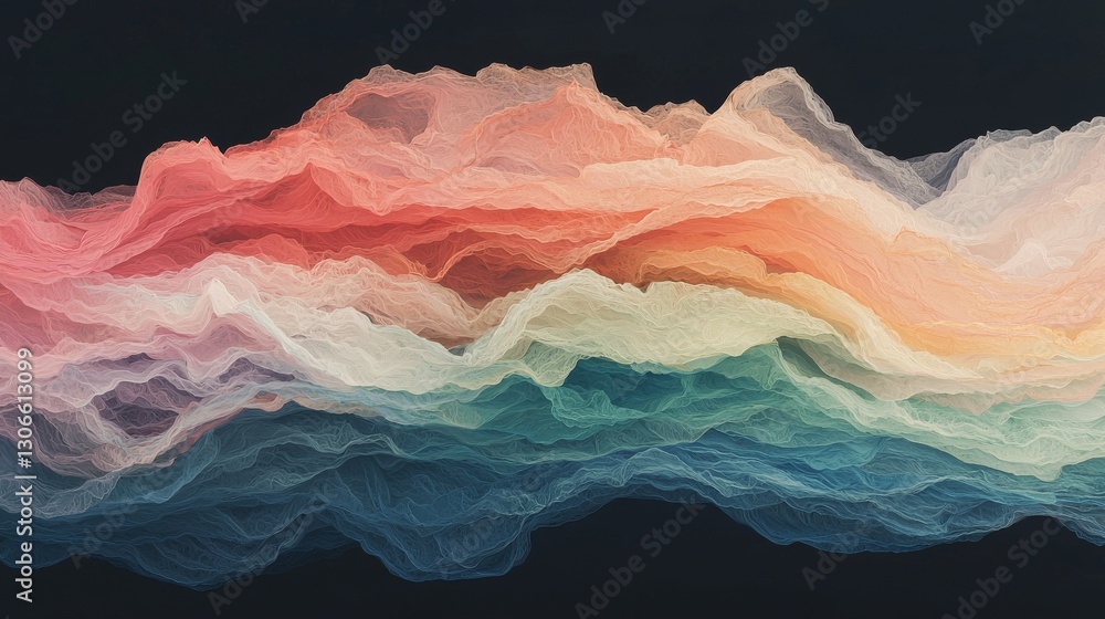 Poster lgbt flag design featuring wavy rainbow colors as an abstract generative ai background