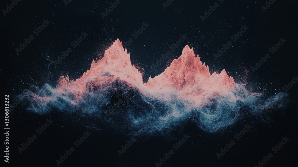 Poster multicolored glowing data illuminates an abstract digital environment, which is stock-based