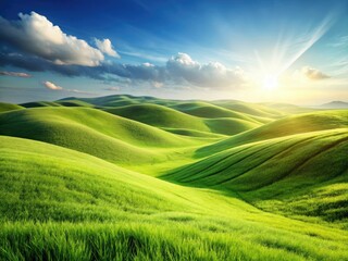 Obraz premium Hills Grassland Landscape PNG, Isolated White Background, High-Resolution Stock Photo, Nature Photography, AI Generated Image