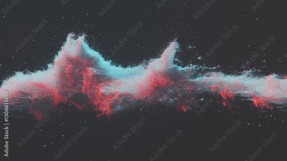 Poster a futuristic abstract background with high-speed moving wave lines formed by pink and blue glowing n