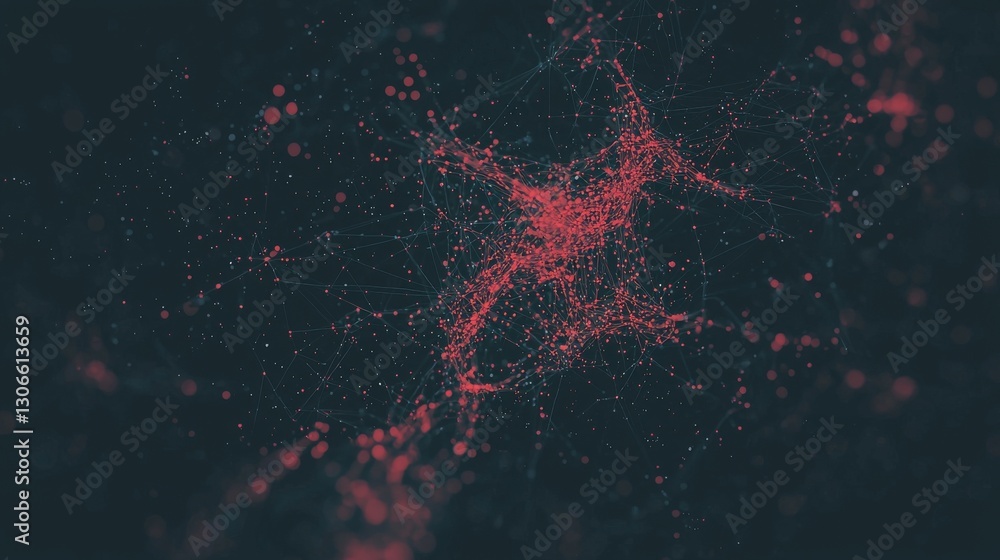 Poster a blue abstract background featuring a network grid and interconnected particles is depicted, labele