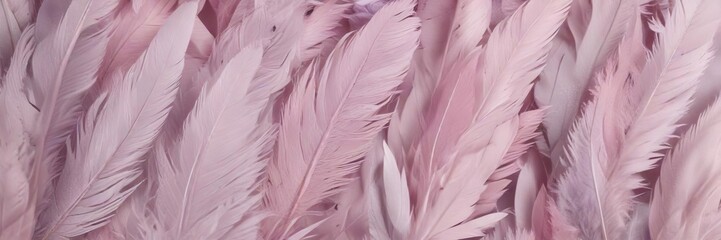 Obraz premium Soft and delicate feather illustration in shades of pink and lavender, artistic, whimsical, illustration, delicate