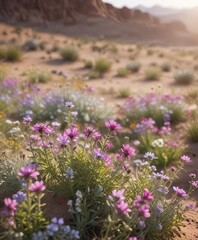 Obraz premium Soft focus image of wildflowers in full bloom during the arid season, full bloom, delicate, nature, environment