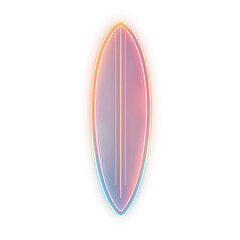 Fototapeta premium Surfboard holographic 3D icon. neon symbol vector illustration isolated on white background. Generative AI