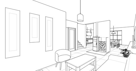  residential architecture interior 3d rendering