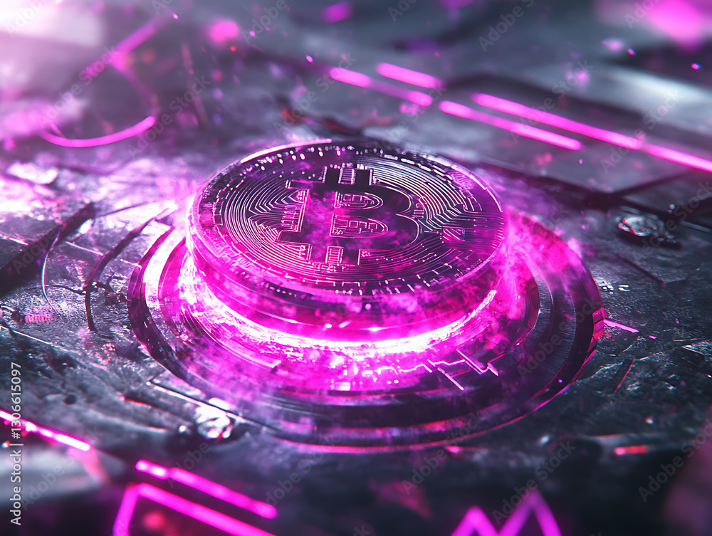Aufkleber cryptocurrency trading event digital realm graphic design futuristic environment close-up view block