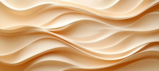 Obraz premium Abstract Wavy Flow Background. Beige Creamy Texture, Light Sand Color Banner With Waves
