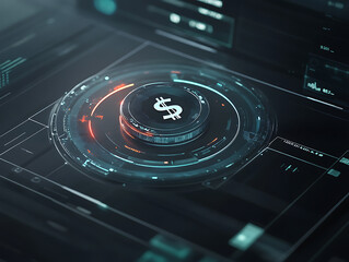 Financial technology innovation digital space graphic visualization high-tech environment close-up view money concept