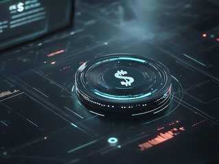 Analyzing digital currency trends virtual environment infographic data high-tech interface financial insights