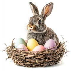 Cute rabbit eggs easter bunny.