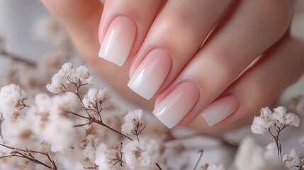 Elegant nail art design featuring french tips among delicate floral accents indoor setting photography soft lighting beauty concept