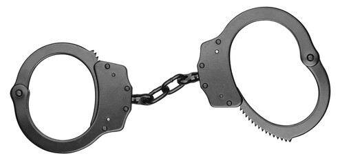 Classic black chain handcuffs isolated