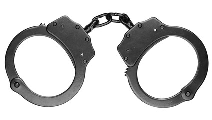 Classic black chain handcuffs isolated