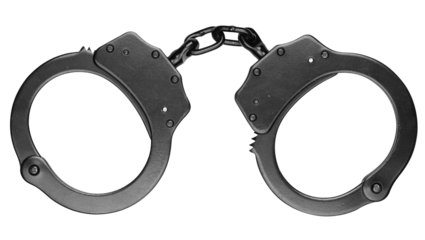 Classic black chain handcuffs isolated