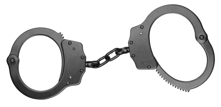 Classic black chain handcuffs isolated