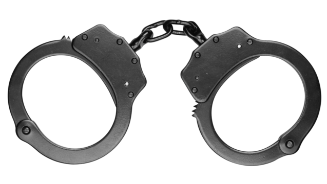 Classic black chain handcuffs isolated