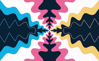 Abstract symmetrical shapes, colorful waves