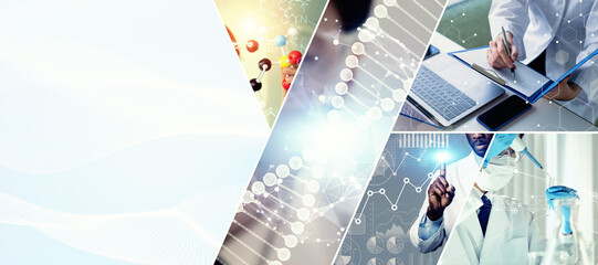 A collage visual of various scientific images