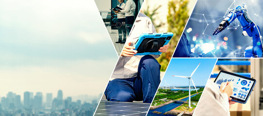 Collage visual of various industrial images