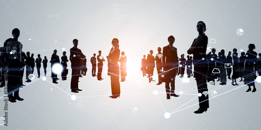 Aufkleber Multinational group of people and digital network concept visual