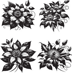 Elegant Black and White Floral Silhouettes Collection