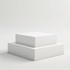 Minimalist Presentation of Three White Geometric Shapes on Display