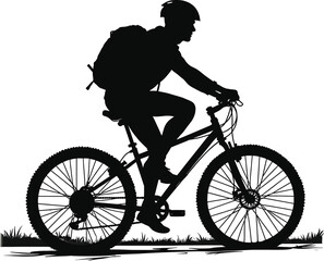 Silhouette of a cyclist on a mountain bike